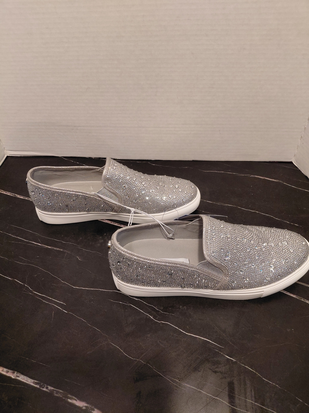 Steve Madden Silver Crystal Slip-On Sneakers